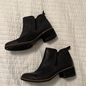 Black leather booties